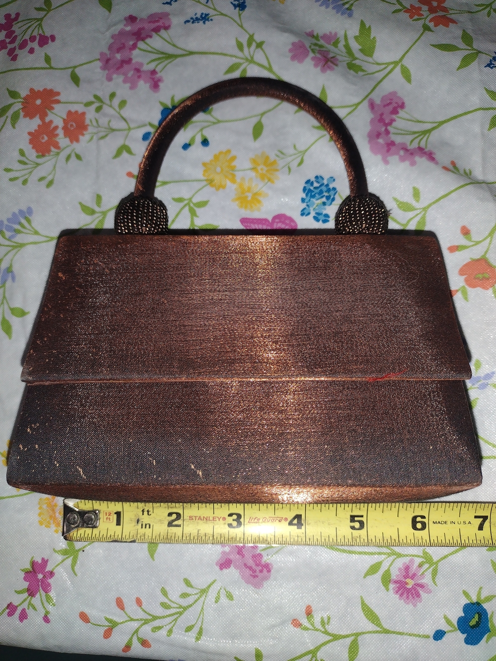 Elegant Copper Brown Satin Top-Handle Bag
